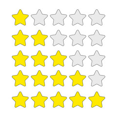 Rating movies and TV shows with flat stars from lowest to highest line icon. Favorites, click, rate, review, feedback. SSTKbold. Vector line icon for Business