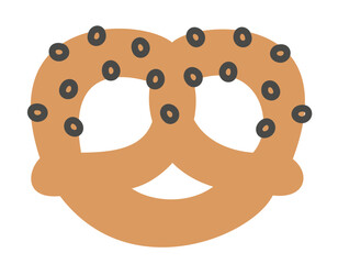 Pretzel in doodle style. Delicious pastries.
