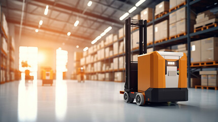 The interior of a modern retail shop warehouse storage