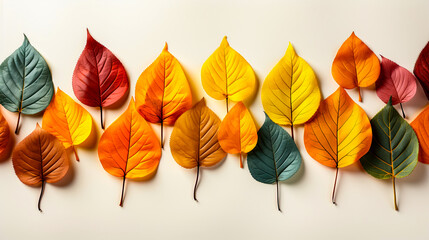 Watercolor banner of autumn leave, ideas for autumn background or card with copy space. AI generated