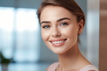 Portrait beauty women smiling with perfect skin and beauty