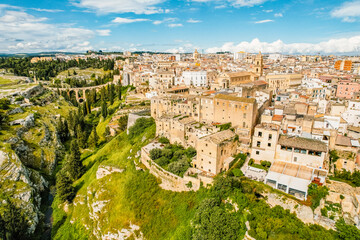 Gravina in Puglia, Apulia Bari, Italy: landscape from the ancient aqueduct bridge of the old rock...