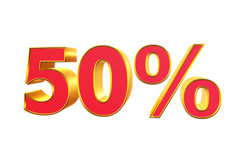 50 percent off Red gold 3D text