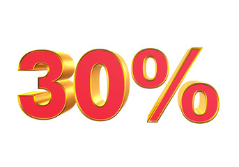 20 percent off Red gold 3D text