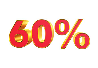 60 percent off Red gold 3D text