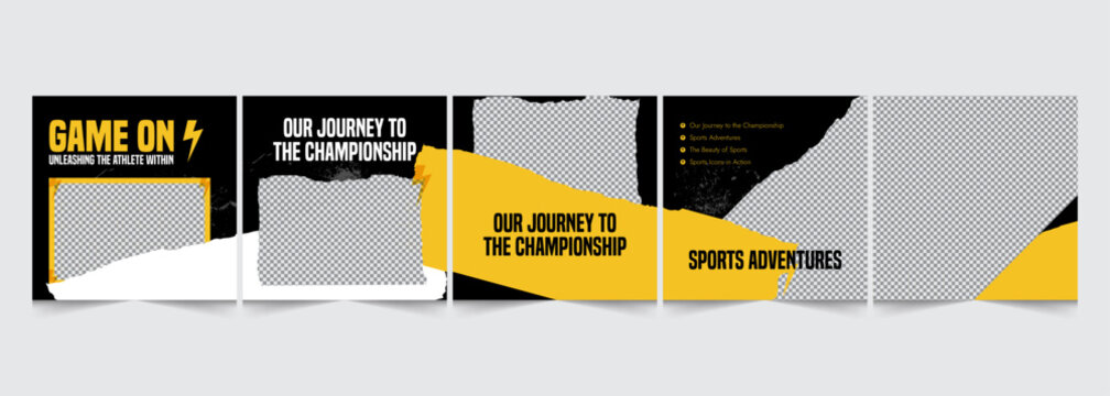 Sports edition instagram carousel template, gym categorized carousel design, vector illustration eps 10