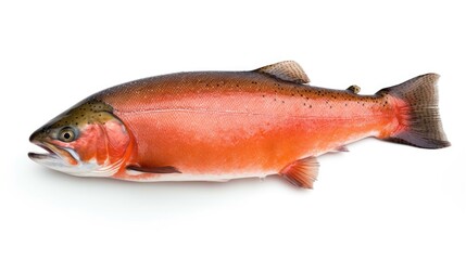 A Salmon fish isolated on white background. Salmon fish. Generative Ai