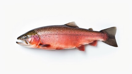 A Salmon fish isolated on white background. Salmon fish. Generative Ai