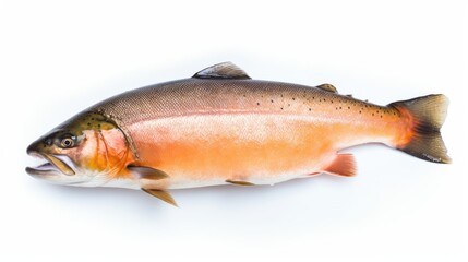 Obraz premium A Salmon fish isolated on white background. Salmon fish. Generative Ai