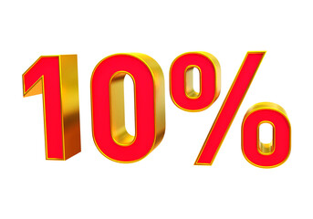 10 percent off Red gold 3D text