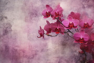 Fototapeta na wymiar pink orchid on old paper