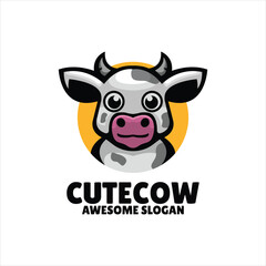 cow head mascot illustration logo design