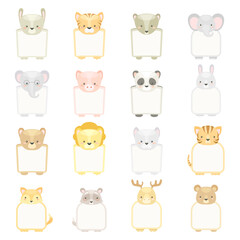 Animal Head Paper Note Card or Reminder Page Vector Template