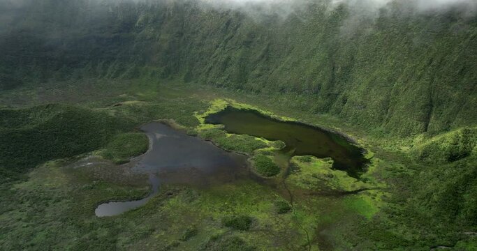 Caldeira do Cabe&ccedil;o Gordo aerial view in Faial Azores