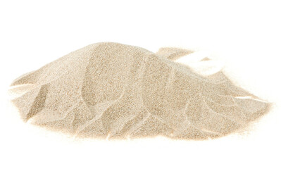 Fototapeta na wymiar Pile of desert sand isolated on a white background