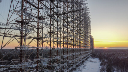 Fototapeta na wymiar Soviet radar station Duga with phased array.