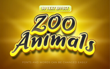Zoo animals 3d editable text effect style © afpriom