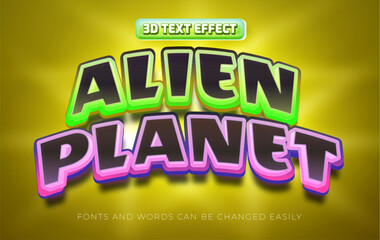 Alien planet 3d editable text effect style