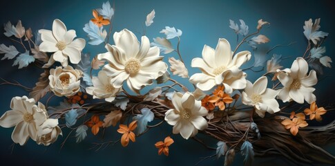 Fototapeta na wymiar Beautiful botanic lily flower oil paint illustration. Aesthetics floral inspirational tenderness illustration. Graphic Art. 