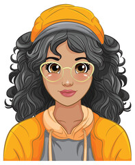 Woman portrait wearing cap and glasses