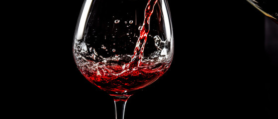 Fototapeta na wymiar Pouring red wine into a wine glass