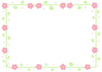 かわいい葉っぱと花のフレーム