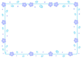 水色の花のフレーム