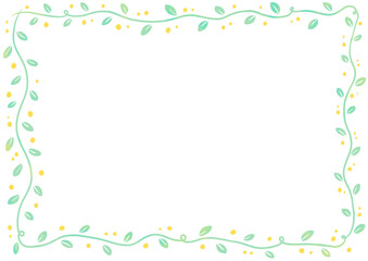 クレヨンタッチのナチュラルな葉っぱのフレーム