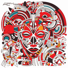 Fototapeta premium Abstract pattern in native African style. Vector illustration. Traditional African abstract painting