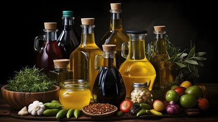 vegetable oil, many oil and fat products A plastic bottle holds a lot of cooking oil. Generative AI