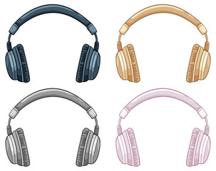 Set of headphone gadget cartoon