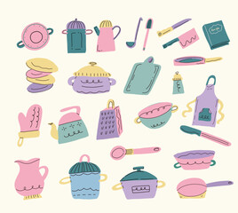 Modern Hand drawn baking and cooking utensil clipart collection - 624267515