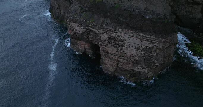 aerial shot of Capelinhos volcano in Faial Azores