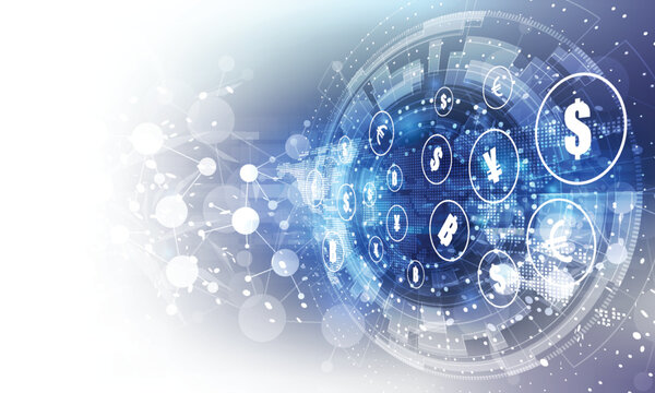 Money transfer. Global Currency. Stock Exchange. Stock vector illustration..