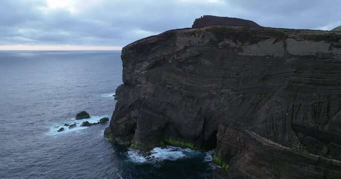 aerial shot of Capelinhos volcano in Faial Azores