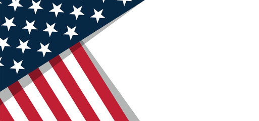 Fototapeta premium USA waving flag with empty, blank, copy space on transparent background. Vector illustration.