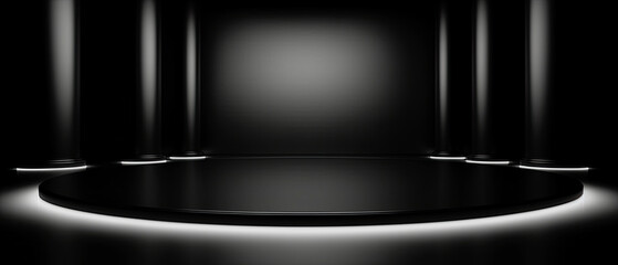 Black background abstract with Gradient in empty room studio