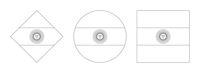 argentina flag outline set. transparent png background