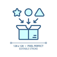 Pixel perfect editable blue iteration icon, isolated vector, product management thin line illustration.