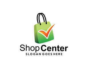 Online Shop Logo designs Template. Illustration vector graphic of shopping bag, computer and mouse logo. Perfect for Ecommerce,sale, store web element. Company emblem.