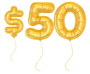 50 Dollar Golden Balloon Number 