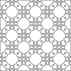 Abstract background with figures from lines. black and white pattern for web page, textures, card, poster, fabric, textile. Monochrome graphic repeating design.