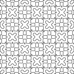 Abstract background with figures from lines. black and white pattern for web page, textures, card, poster, fabric, textile. Monochrome graphic repeating design.