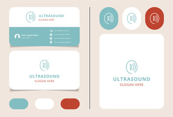 Ultrasound logo design with editable slogan. Branding book and business card template.
