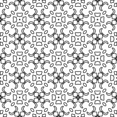 Abstract background with figures from lines. black and white pattern for web page, textures, card, poster, fabric, textile. Monochrome graphic repeating design.