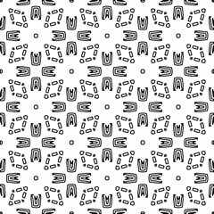 Abstract background with figures from lines. black and white pattern for web page, textures, card, poster, fabric, textile. Monochrome graphic repeating design.