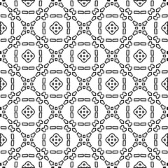 Abstract background with figures from lines. black and white pattern for web page, textures, card, poster, fabric, textile. Monochrome graphic repeating design.