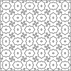 Abstract background with figures from lines. black and white pattern for web page, textures, card, poster, fabric, textile. Monochrome graphic repeating design.