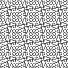 Abstract background with figures from lines. black and white pattern for web page, textures, card, poster, fabric, textile. Monochrome graphic repeating design.