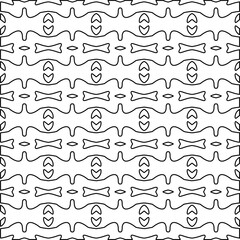 Obraz premium Abstract background with figures from lines. black and white pattern for web page, textures, card, poster, fabric, textile. Monochrome graphic repeating design.